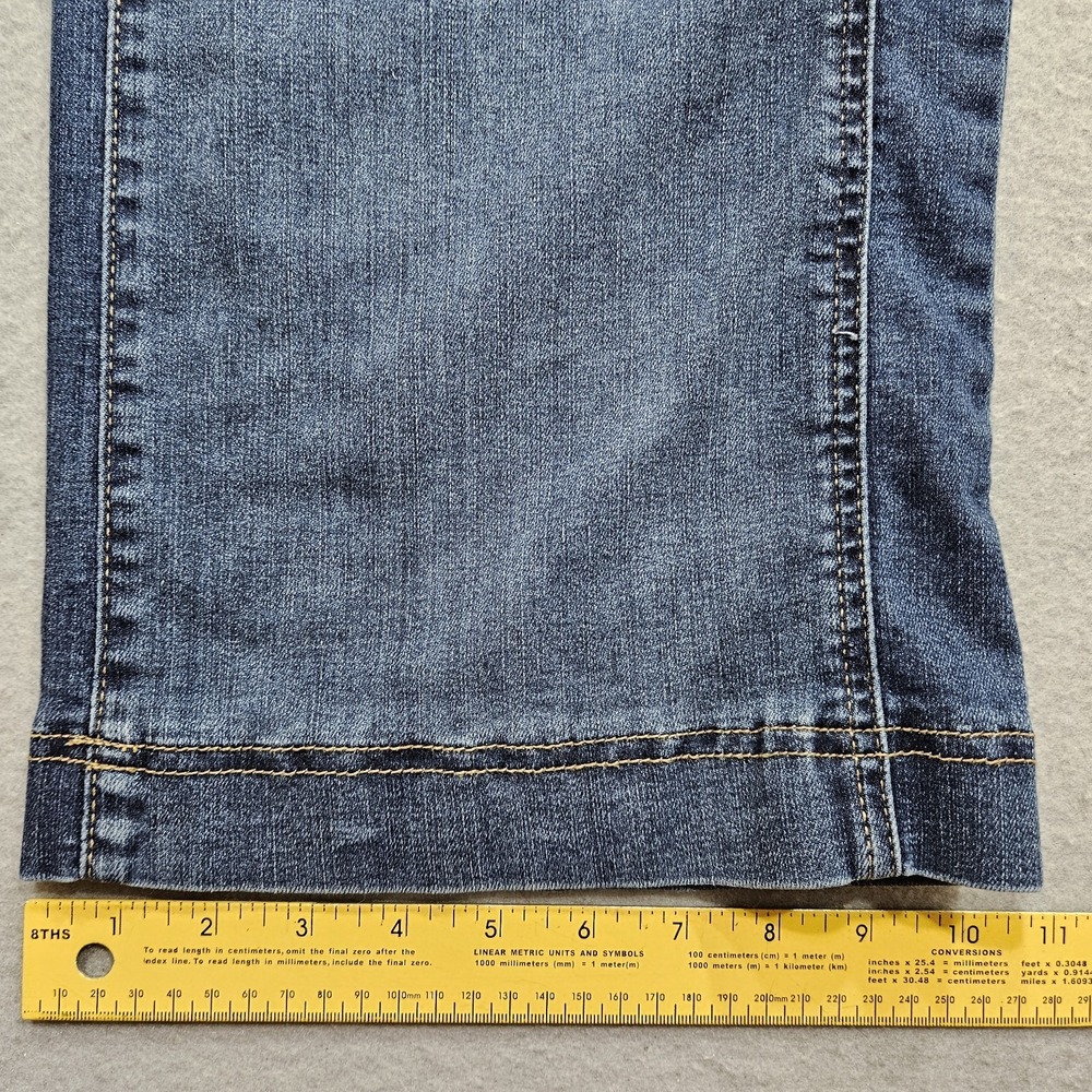 Democracy Skyrise Wide Leg Jeans Women 2 Blue Dark Wash Stretch Panel 26x33 - Picture 15 of 16